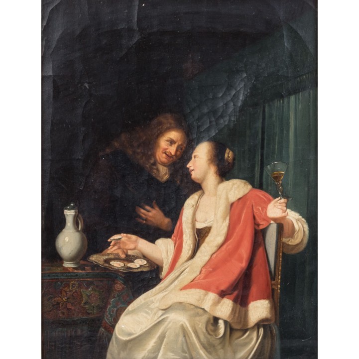 MIERIS, Frans I van, NACH (F. v. M. d.Ä.: 1635-1681), "Das Austernfrühstück", Kopie 19. Jh., 