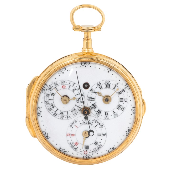 PHILIPP MATTHÄUS HAHN sehr seltener und limitierter Replika der "Echterdinger Taschenuhr" von 1785. Full Set 1990. 