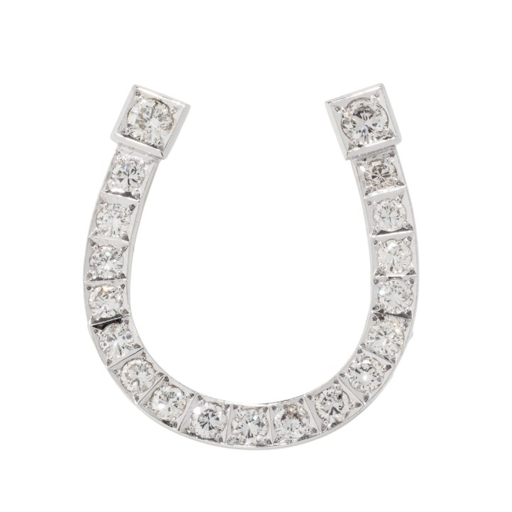 Brosche 'Hufeisen' mit Brillanten zus. ca. 1,95 ct,  