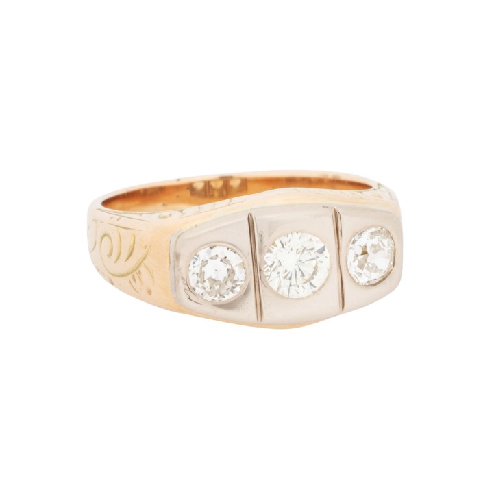 Ring mit 3 Diamanten zus. 0,91 ct (punziert),  