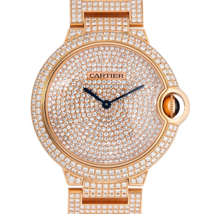 CARTIER Ballon Bleu 'Full diamonds' hochfeine Damenuhr, Ref. 3271/HPI00489. Full Set 2015. 