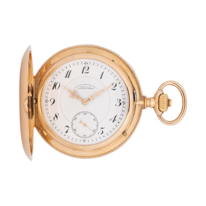 A. LANGE & SÖHNE Savonette mit Box und Papieren aus 1914.  