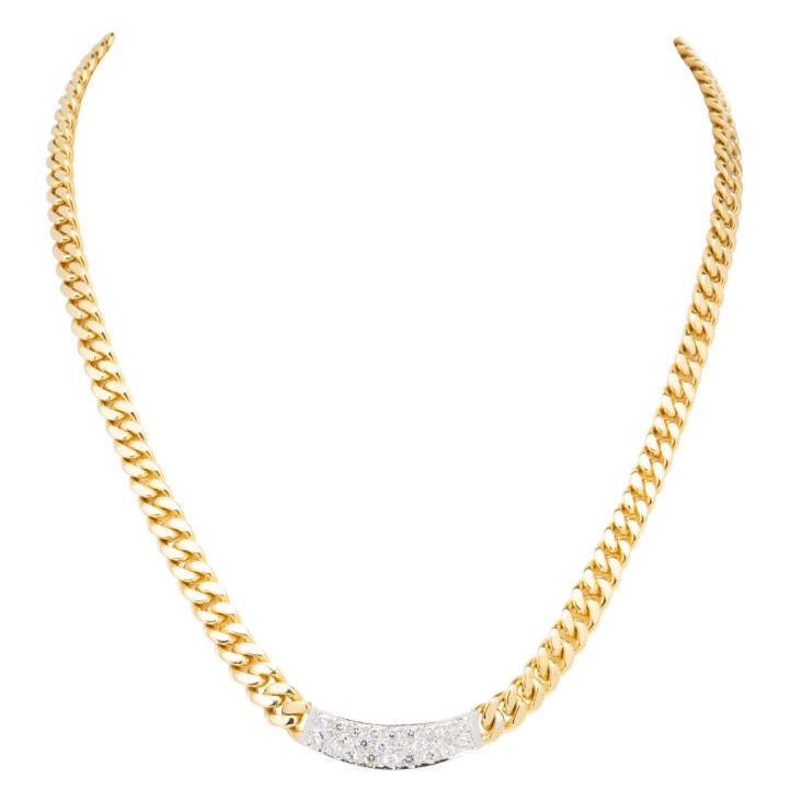 Collier/Panzercollier mit 22 Brillanten und 4 Achtkantdiamanten 