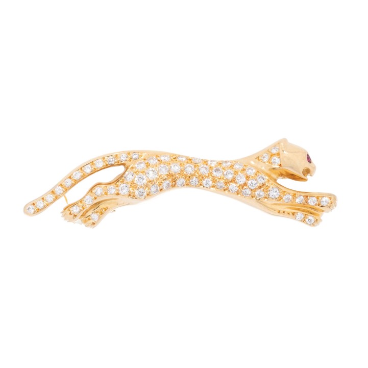 Brosche 'Panther' mit Brillanten von zus. ca. 0,5 ct,  
