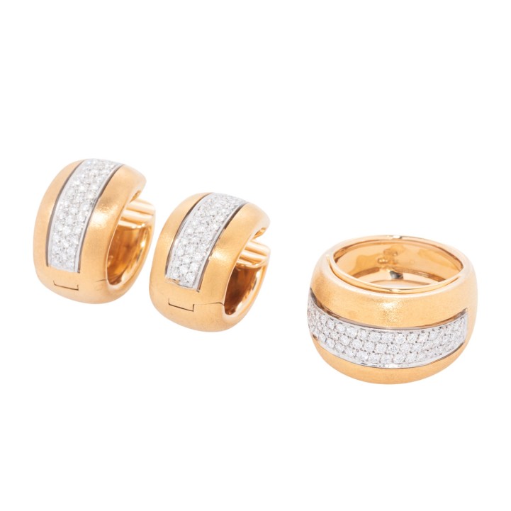 Schmuckset Ring und Ohrringe mit Brillanten  