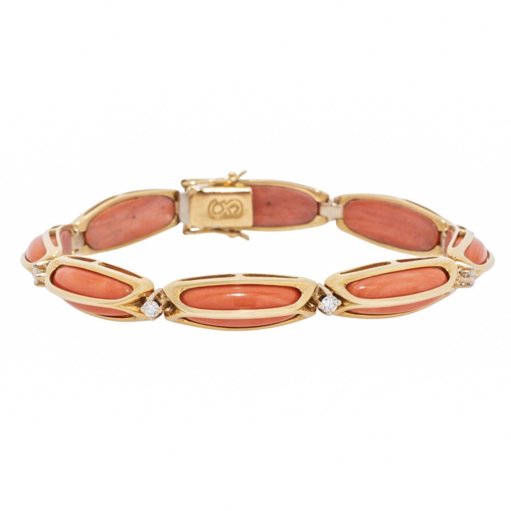 GELLNER Armband mit Koralle und Brillanten  