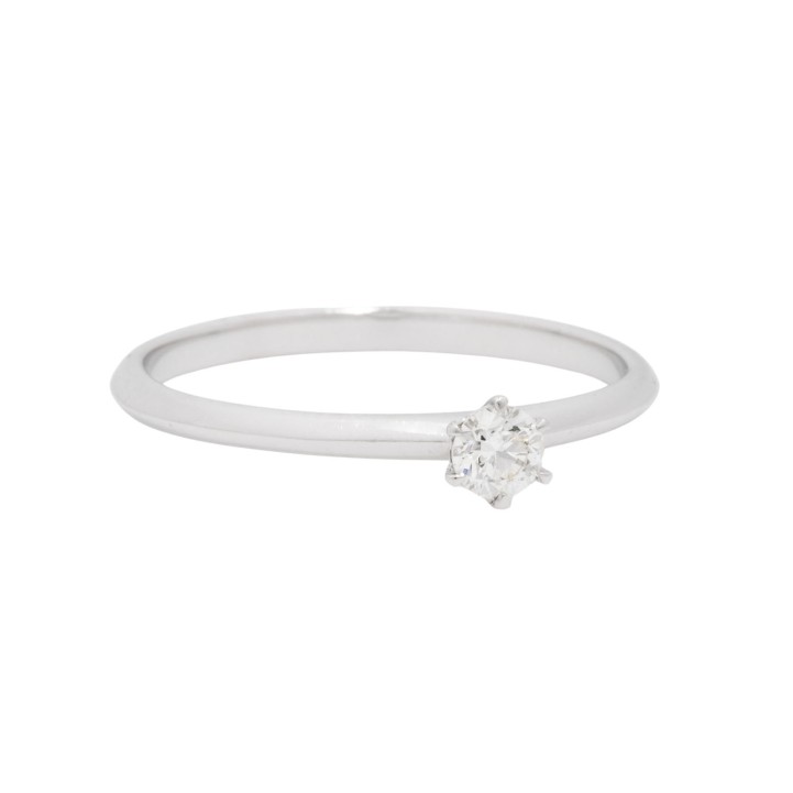 Solitärring mit Brillant 0,15 ct, WEISS (H)/SI (grav.), 