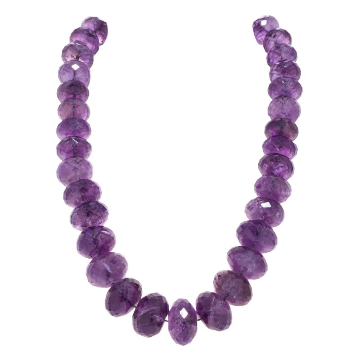 Prächtiges Collier aus facettierten Amethystrondellen 