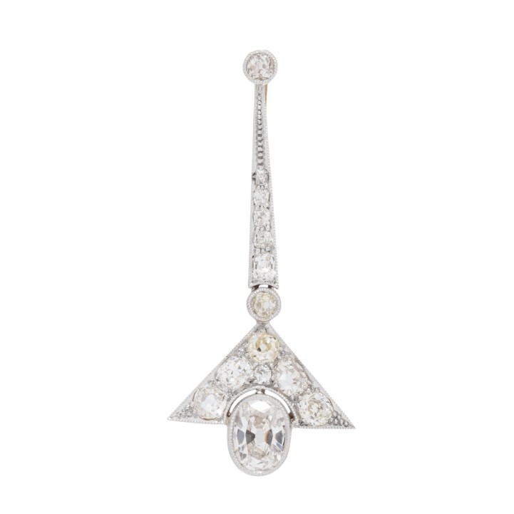 Art Déco Anhänger mit Altschliffdiamanten zus. ca. 1,55 ct, 