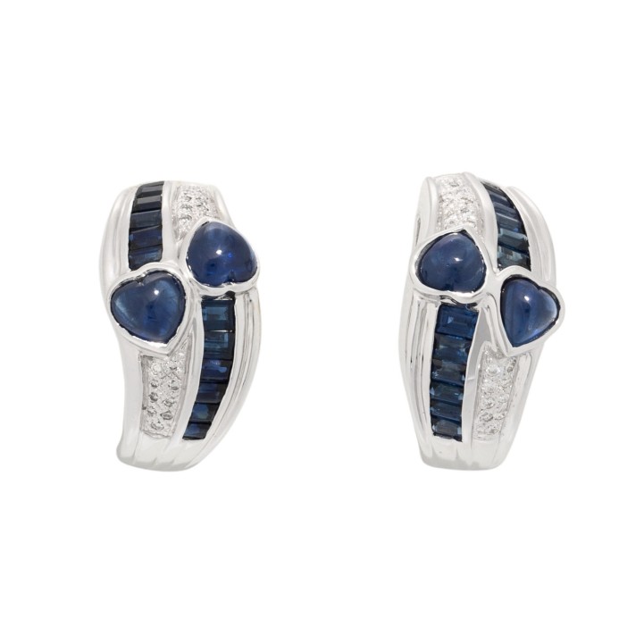 Ohrringe mit Saphiren und Brillanten zus. ca. 0,18 ct, 