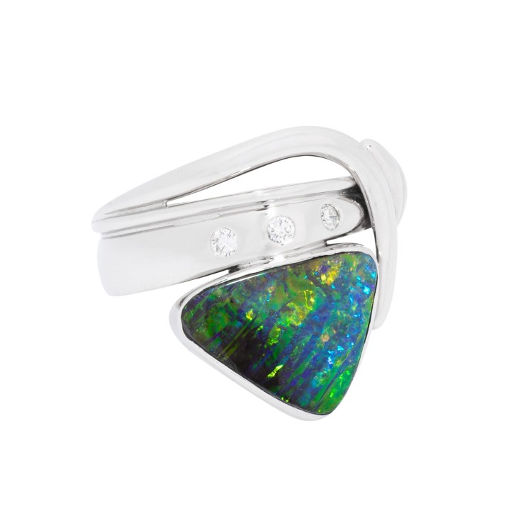 Ring mit Boulderopal und Brillanten zus. ca. 0,06 ct,  