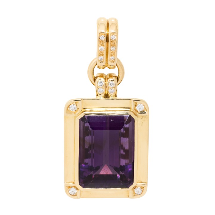 Anhänger/Clip mit Amethyst und 14 Brillanten 