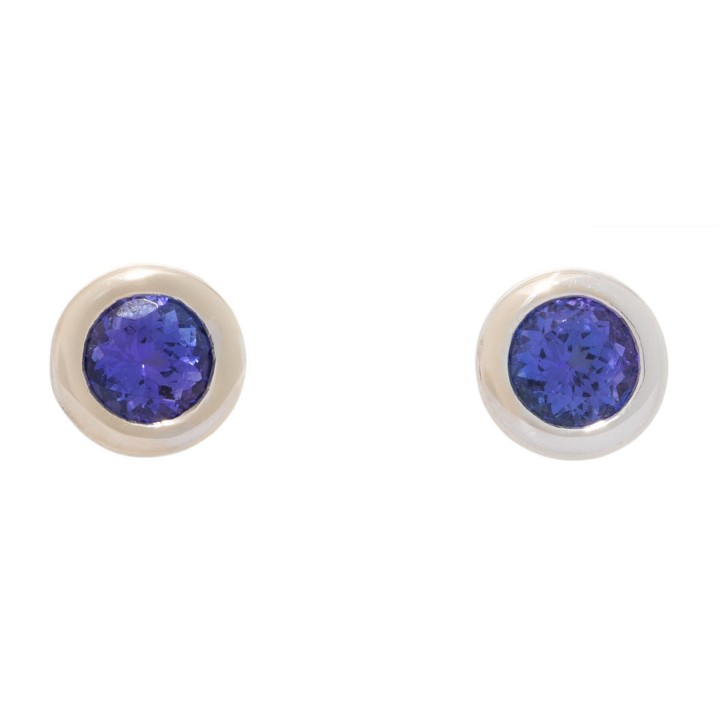 Paar Ohrstecker mit 2 Tansaniten zus. 3,08 ct,  