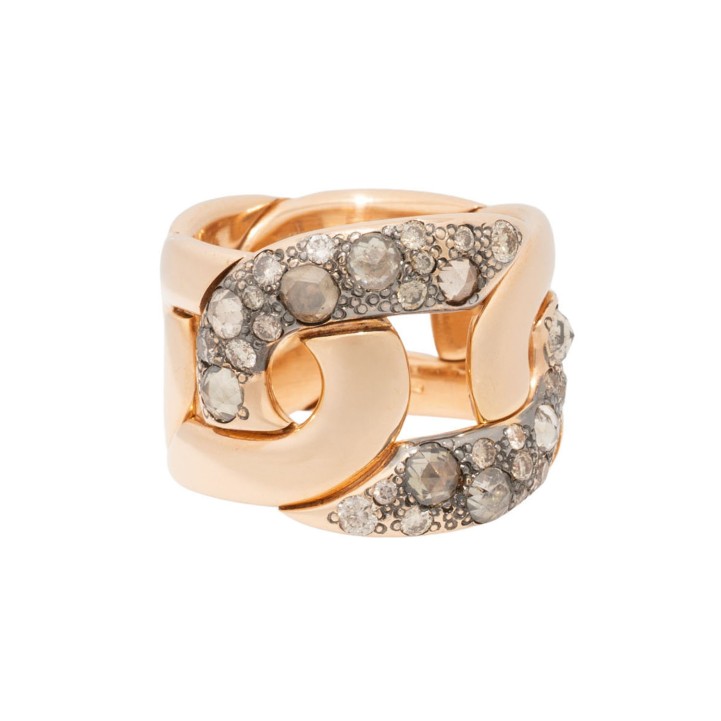 POMELLATO. Ring im Kettenmuster mit champagnerfarbenen  
