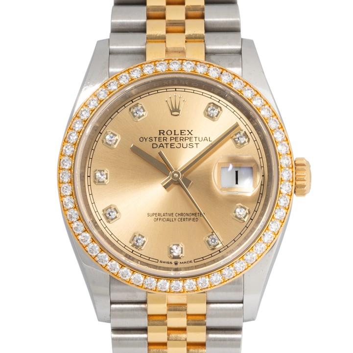 ROLEX Oyster Perpetual Datejust in Stahl/Gelbgold Ref. 126283RBR mit Box und Papieren von ca. 2018.  
