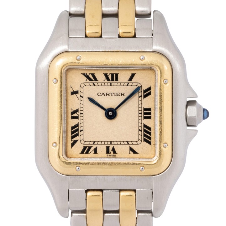 CARTIER Panthere '2 Row' Ref 66921 Damenuhr. Ca. 90er Jahre. Box und Blanko Papiere.  