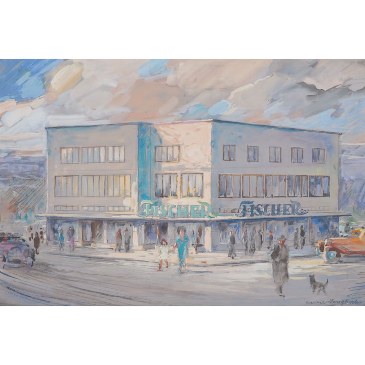 MERKEL-LANGKOCH, ADOLF (1900-), 'Stuttgart, Modehaus Fischer in der Königstraße 19 B', 
