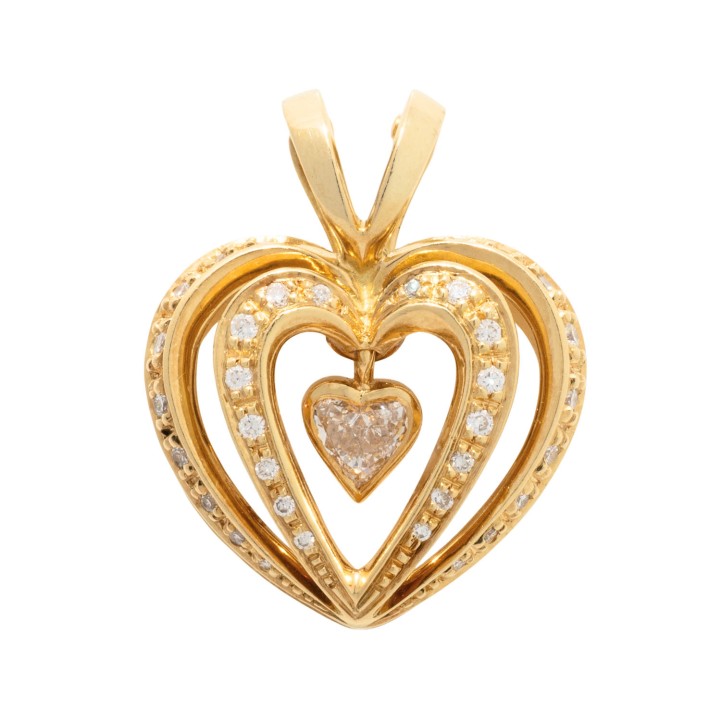 Clip-Anhänger "Herz" mit Diamantherz ca. 0,43 ct 