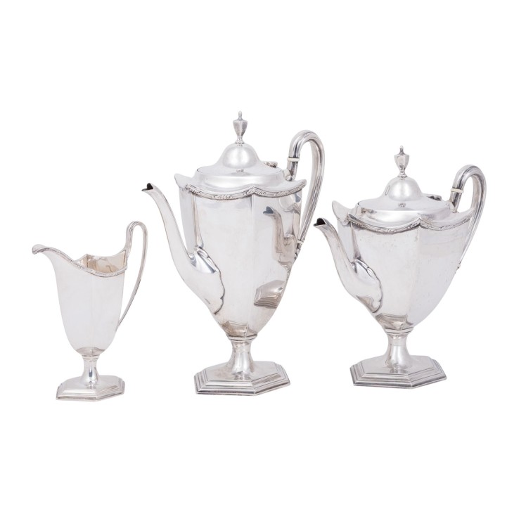 DANIEL & ARTER BIRMINGHAM, Tee- & Kaffeeservice, Sterlingsilber, 1919, 