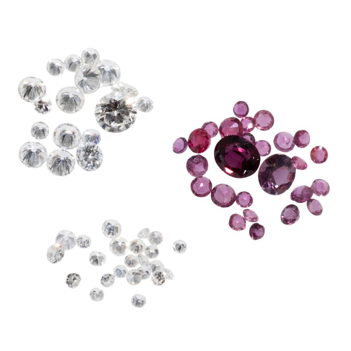 Konvolut kleine Diamanten und Rubine,  