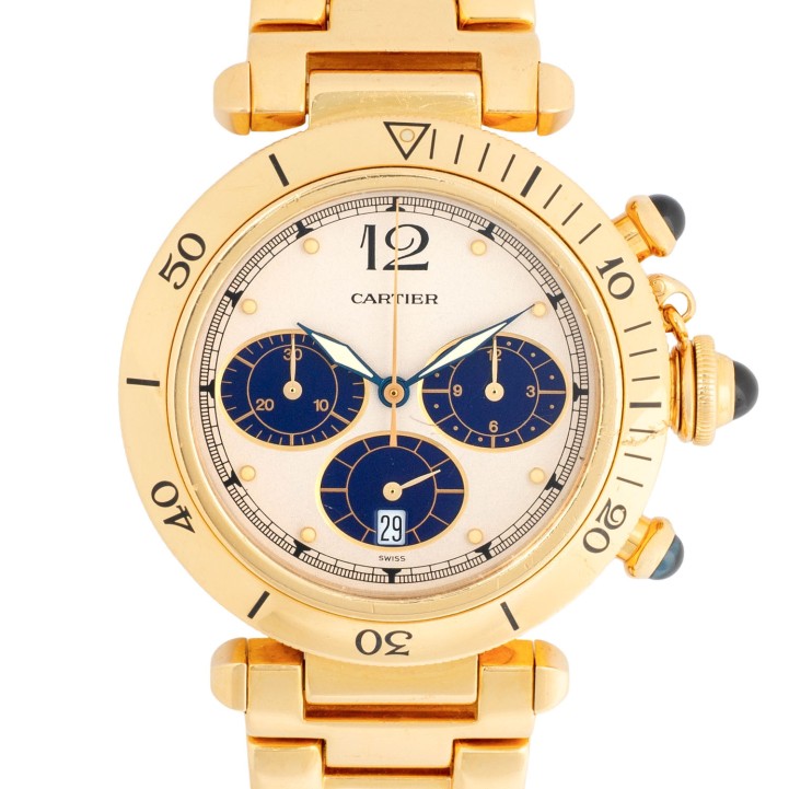 CARTIER Pasha Ref 30009 Herren Chronograph von 1994. Box und Papiere. 