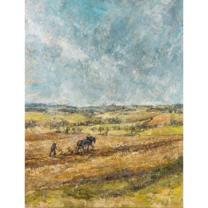 FRANK, EBERHARD (1921-2004) "Bauer beim Eggen" 