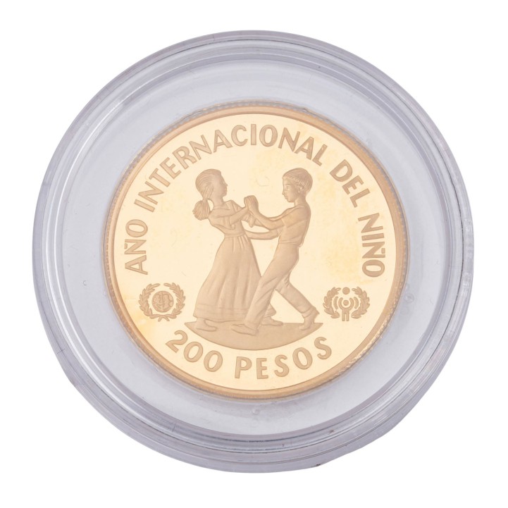 Dominikanische Republik /GOLD - 200 Pesos 'Jahr des Kindes' 1982 PP 