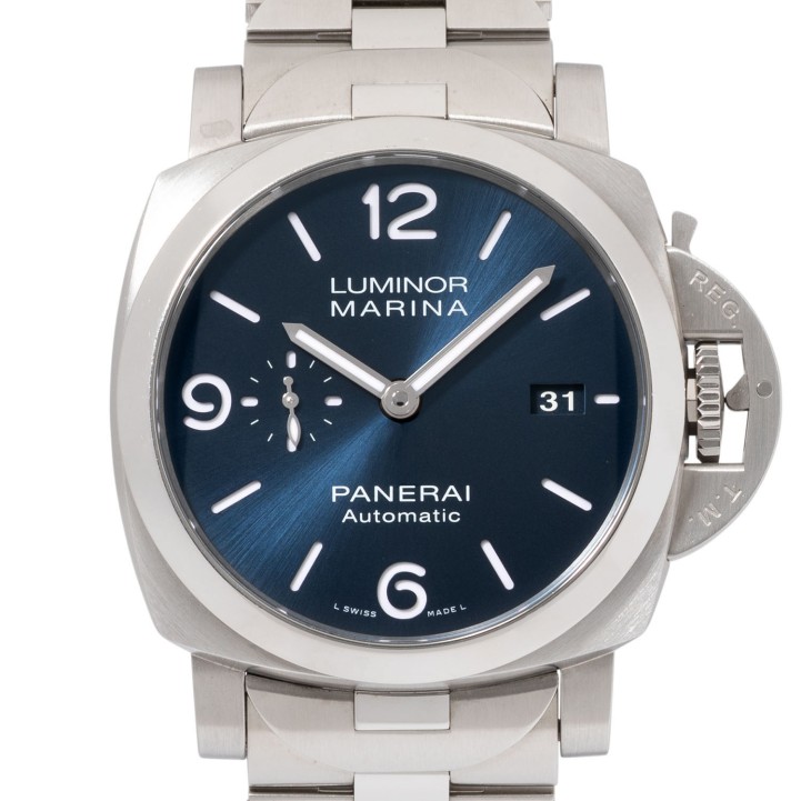 PANERAI Luminor Marina 'Specchio Blue' Ref PAM01316 von 2021. Box und Papiere.  