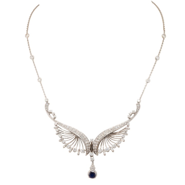 SCHILLING Collier mit Saphiren und Diamanten  