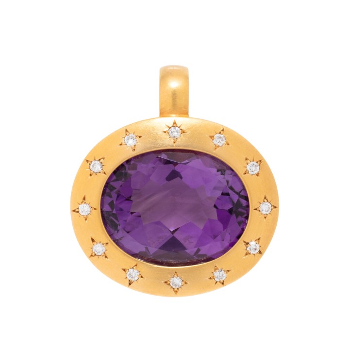 Anhänger mit Amethyst und Brillanten zus. ca. 0,24 ct,  