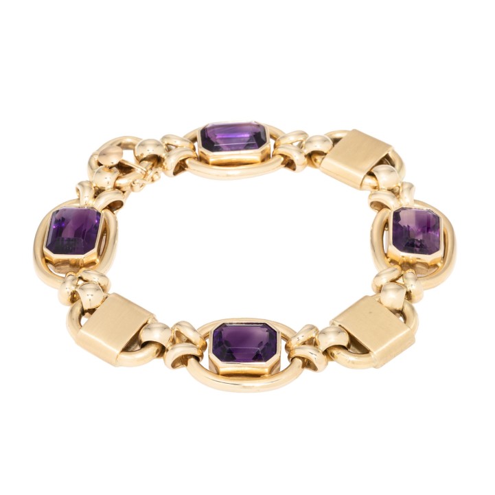 Armband mit 4 achteckigen Amethysten  