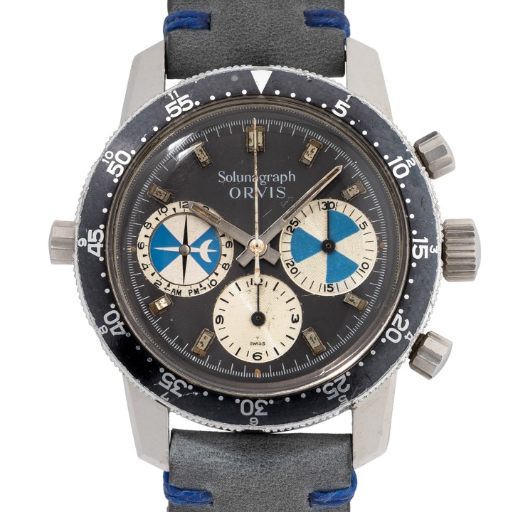 ORVIS by HEUER Solunagraph Ref. 2446SF, seltene Vintage Herrenuhr, 1. Serie.  