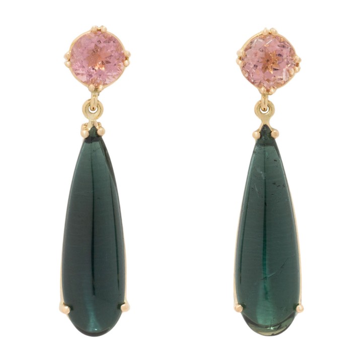 Paar Ohrhänger mit 2 rosa Turmalinen  