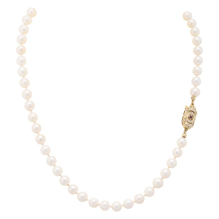 Feines Akoya-Zuchtperlencollier, cremefarben, 