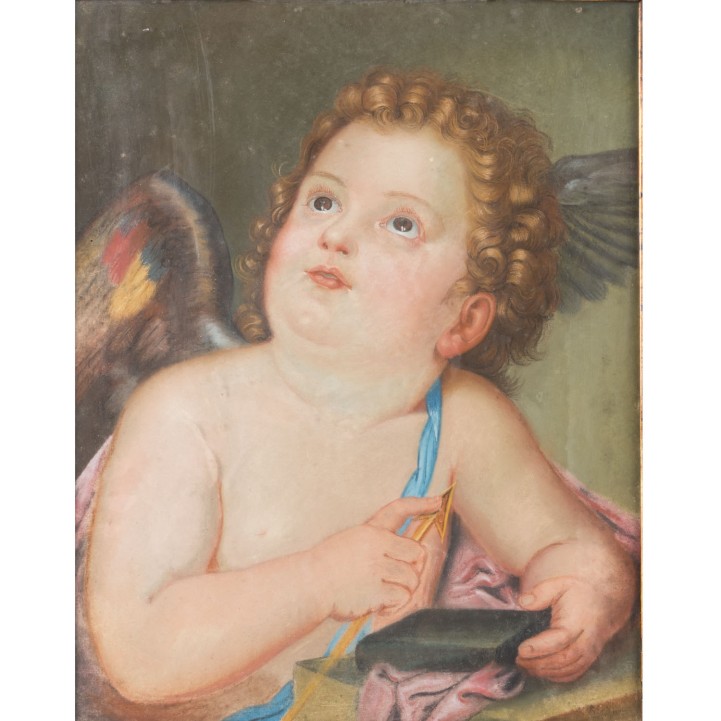 RICHTER ? (undeutlich signiert, 19. Jh), "Amor mit Buch", 