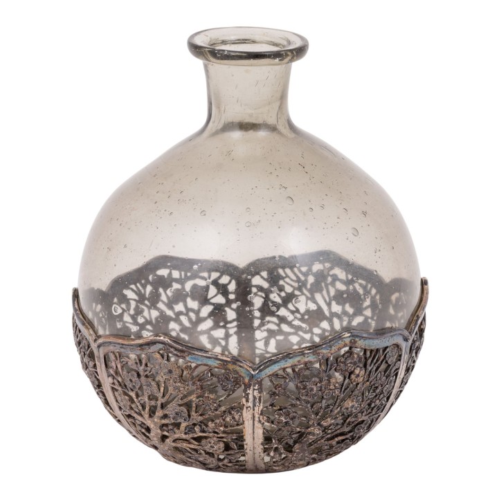 Glasflasche mit Silbermontur. CHINA, 19. Jh. 