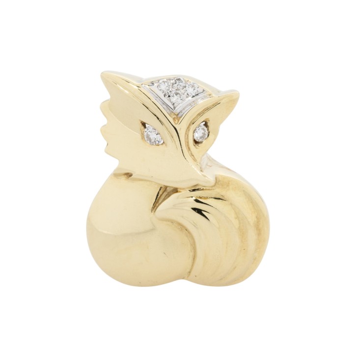 Brosche 'Fuchs' mit Brillanten zus. ca. 0,1 ct,  