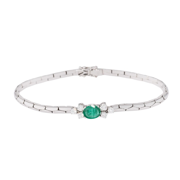 Armband mit ovalem Smaragd und 6 Brillanten  