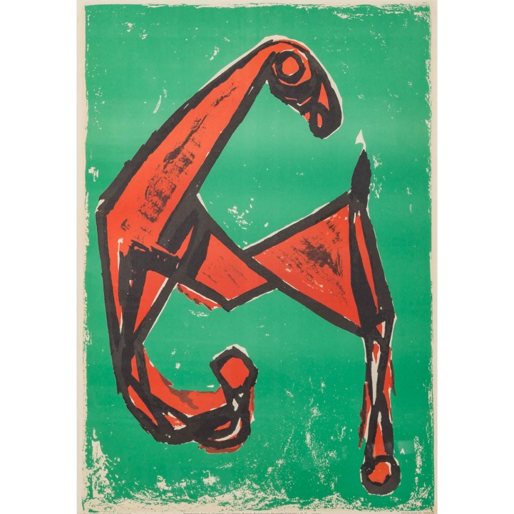 MARINI, Marino, NACH (1901-1980), "Cavallo su fondo verde", 