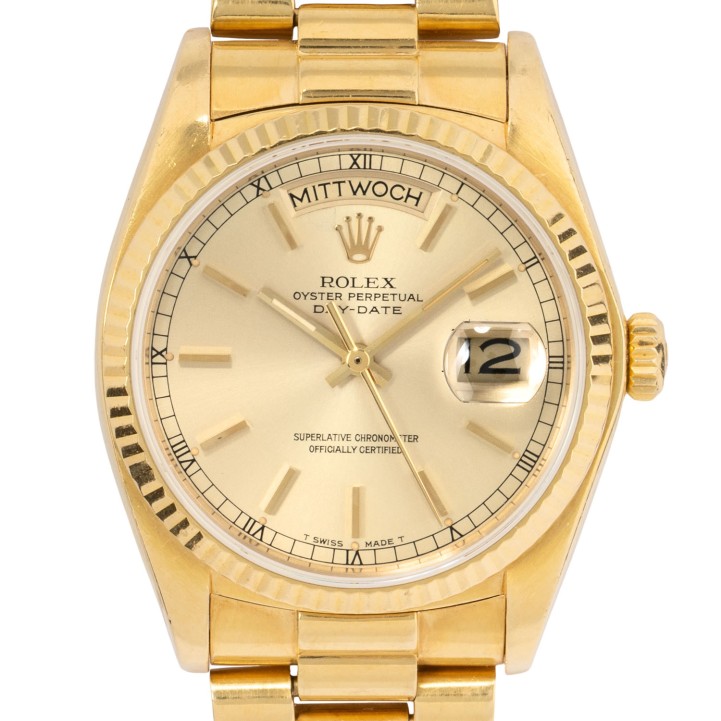 ROLEX Day-Date Ref 18038 'LC100' Herrenuhr von 1979. Box und Papiere.  