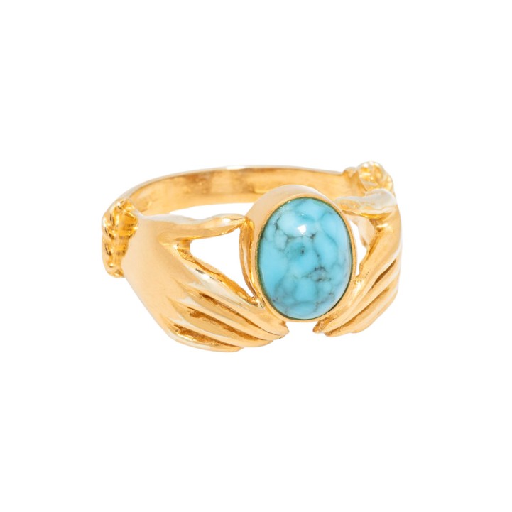 Ring 'Türkis, von Händen gehalten', 