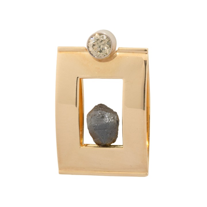 Anhänger mit Rohdiamant und Brillant ca. 0,5 ct,  