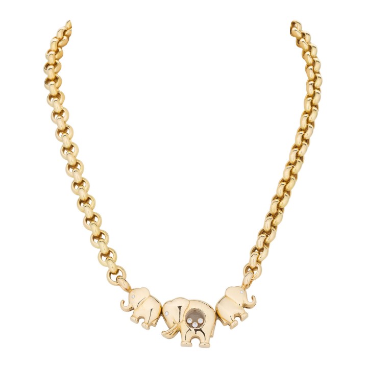 CHOPARD Halskette '3 Elefanten mit Happy diamonds', 