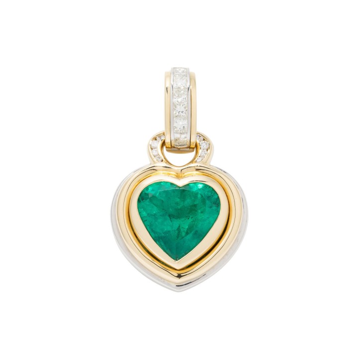 Clipanhänger mit Smaragd und Diamanten,  