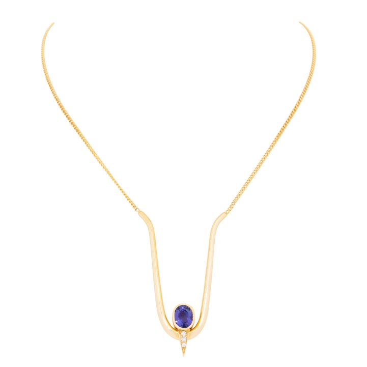 Collier mit Tansanit und 3 Brillanten  