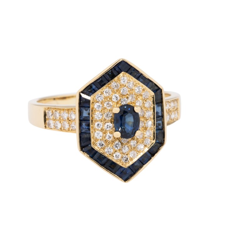 Ring mit Saphiren und Brillanten von ca. 0,50 ct,  