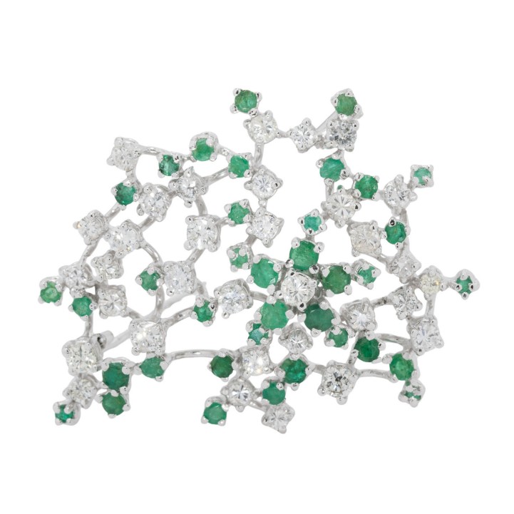 Brosche mit Smaragden und Brillanten  