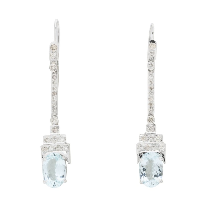 Ohrhänger mit Aquamarin zus. 6,0 ct. und Brillanten zus. 2,90 ct. 