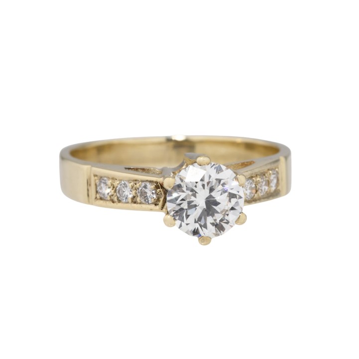 Ring mit 1 Brillant ca. 0,90 ct,  