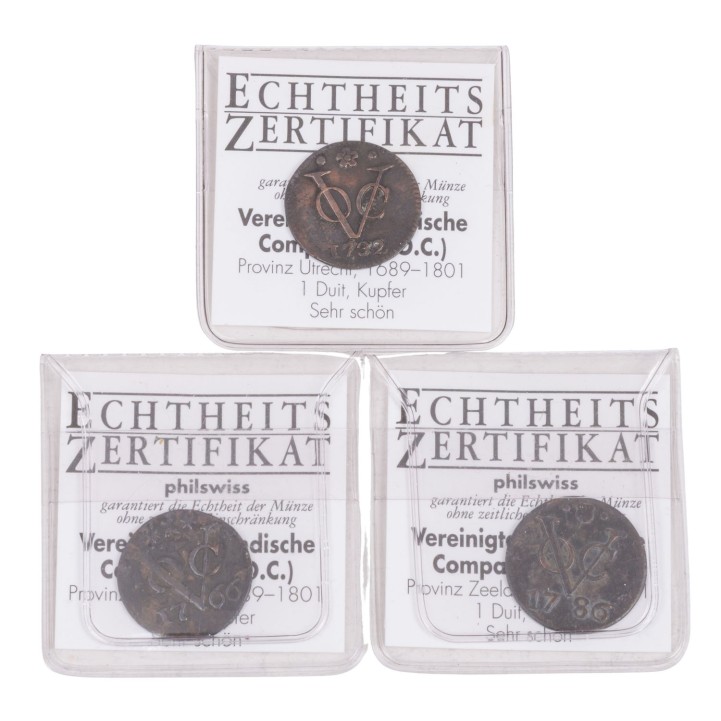 3 x Vereinigte Ostindische Compagnie (V.O.C.)/  Kupfer - 